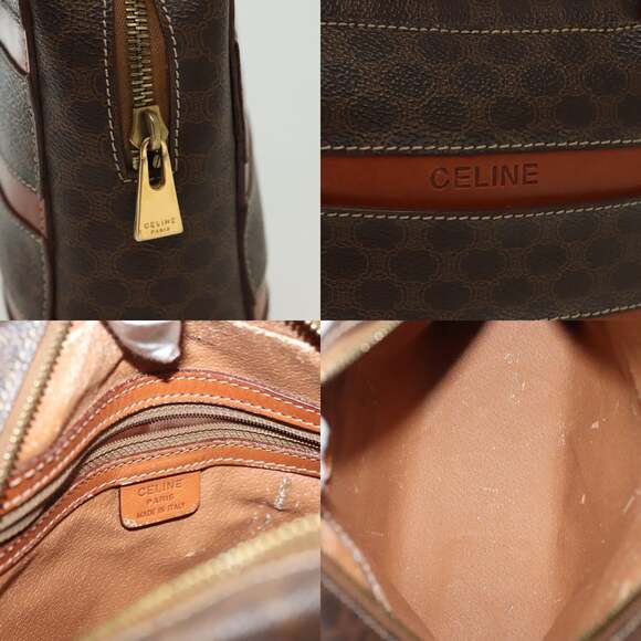 CELINE Macadam Canvas Hand Bag Pvc Leather Brown Gold - Picture 11 of 13